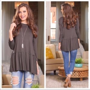 3/4 Sleeve Ruffle Tunic (NWT)